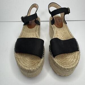 Manebi Platform Espadrille Sandals Womens Size 39 Black Made In Spain Boho